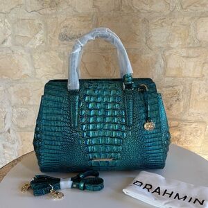 Brahmin Turquoise Embossed Satchel
